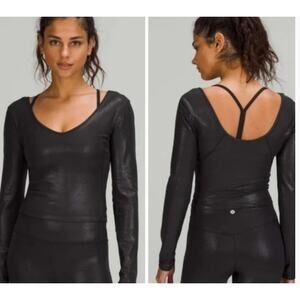 Lululemon 10 Shirt Align Long Sleeve Shine Black Nulu Fabric Scoop Neck Top NEW